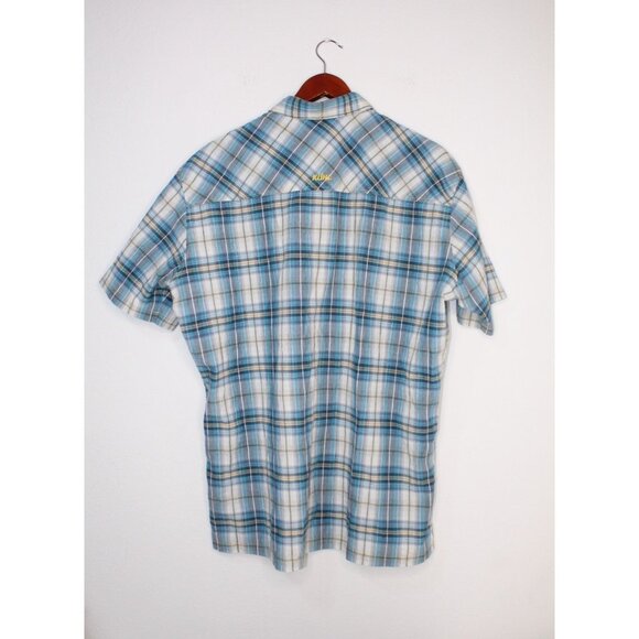 KUHL Short Short Sleeve Men's XL Cotton Blend Light Blue Chambray Button Up - Picture 7 of 15